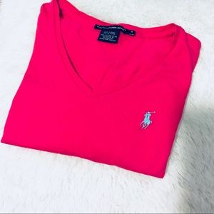 Ralph Lauren Sport V-Neck Deep Pink Polo